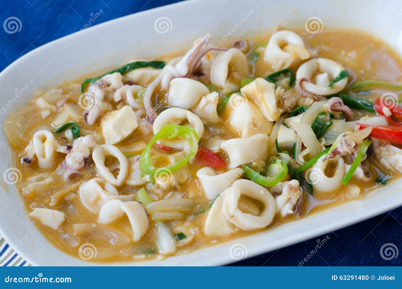Stir Fried Squid with Salted Egg Yolk Stock Photo Image of thailand