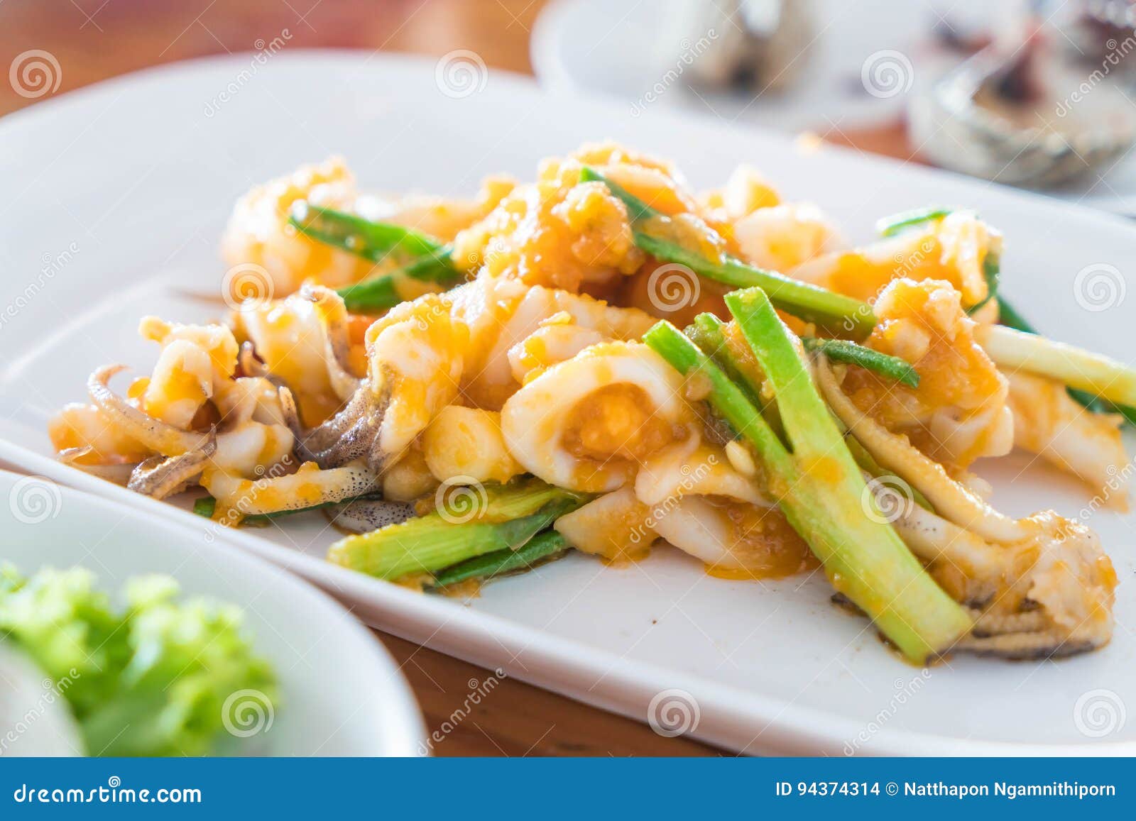 StirFried Squid with Salted Eggs Stock Photo Image of yolk, stir
