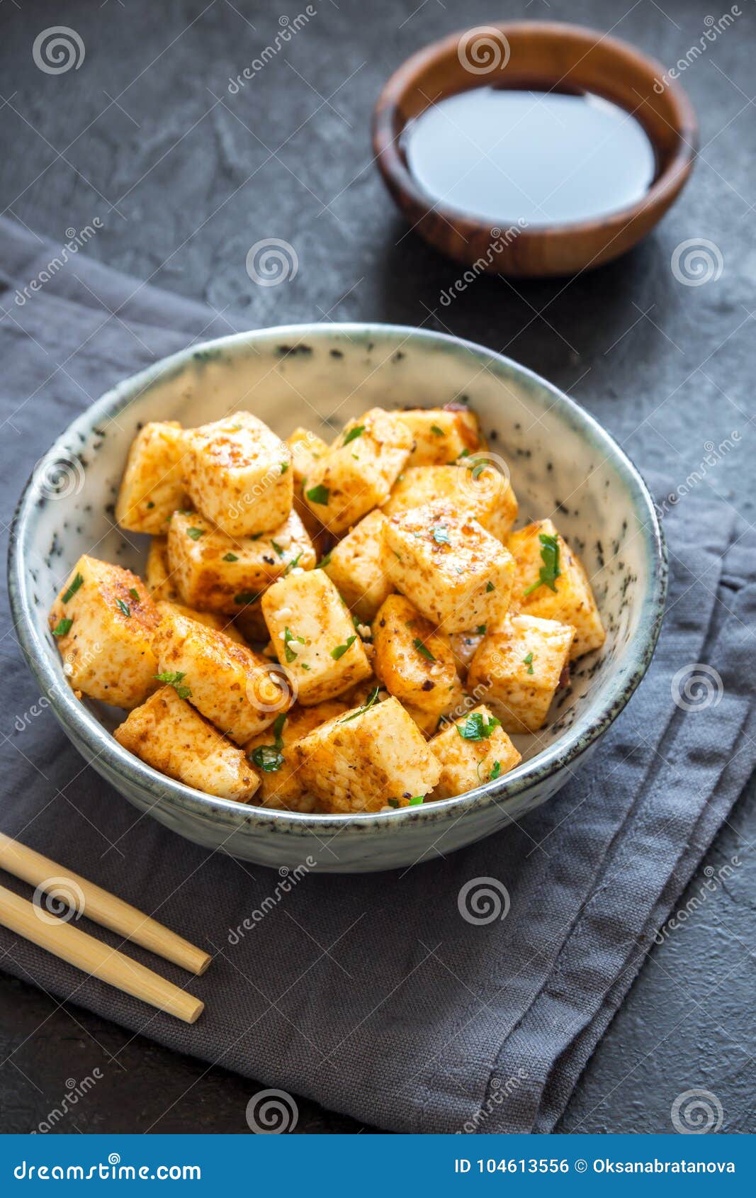 Stir Fried Tofu stock photo. Image of greens, sesame - 104613556