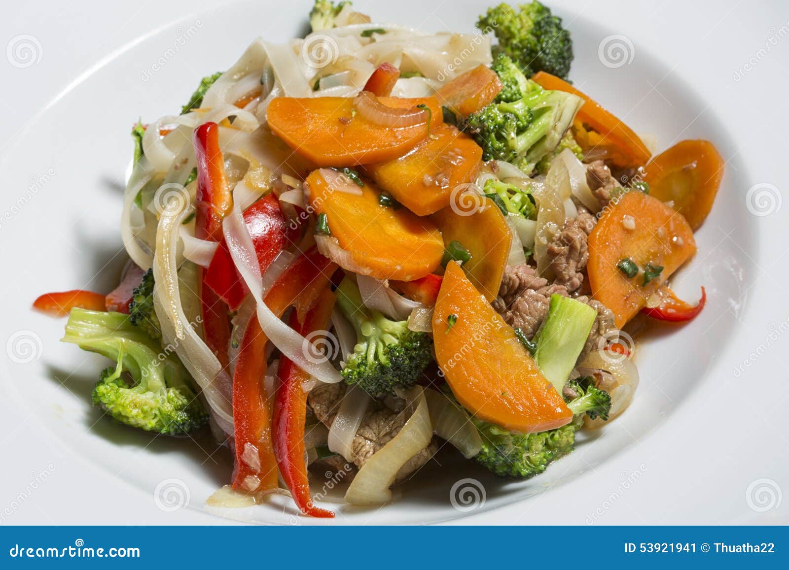 Stir Fry Beef and Vegetable with Noodles Stock Image - Image of thai