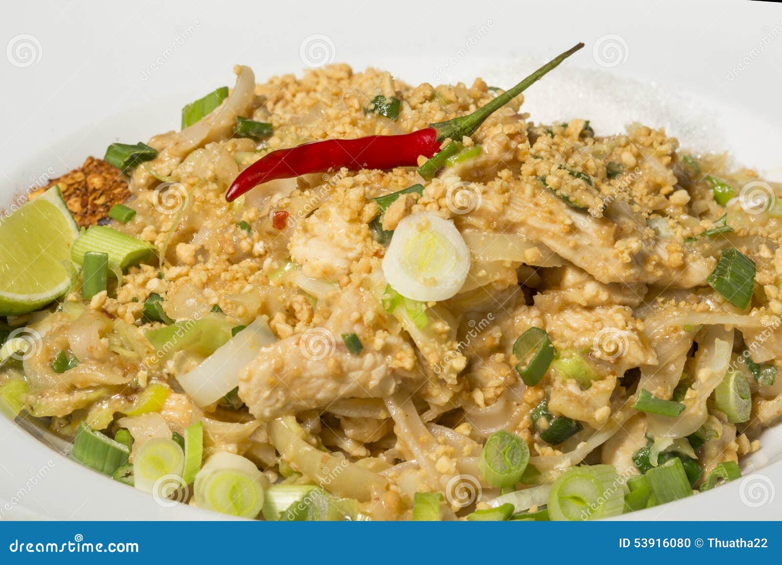 Stir Fry Chicken with Tofu and Vegetables Thai Style Stock Photo