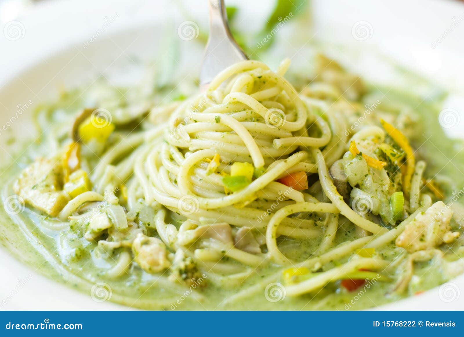 Stiring Delicious Noddles by Fork. Stock Photo Image of nutritious