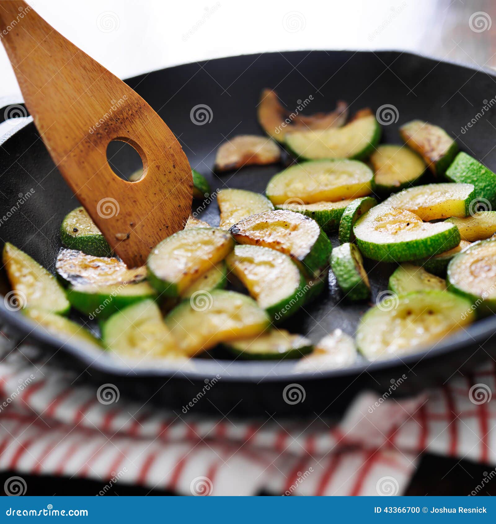 Stirring Fried Zucchini, in an Iron Skillet Stock Photo Image of stir