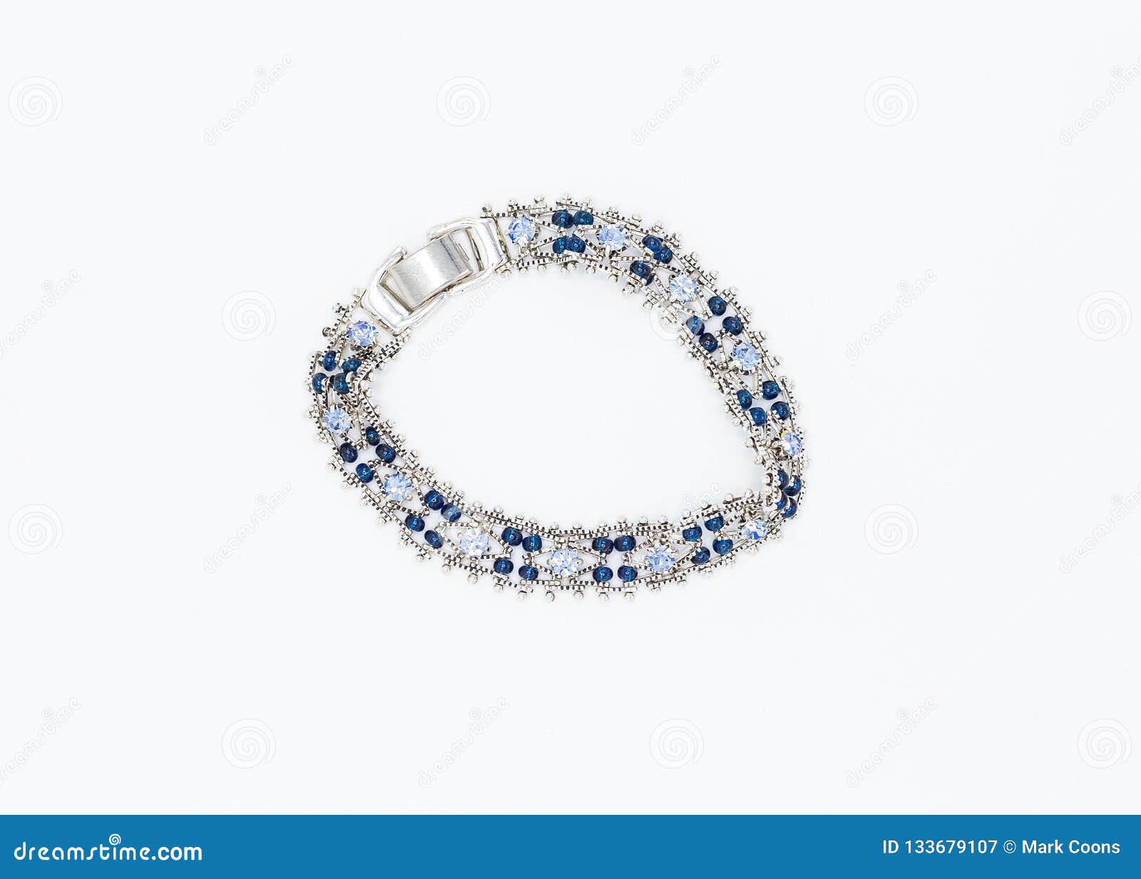 Stitched Bracelet Made with Dark and Light Blue Beads Stock Image Image of accessory