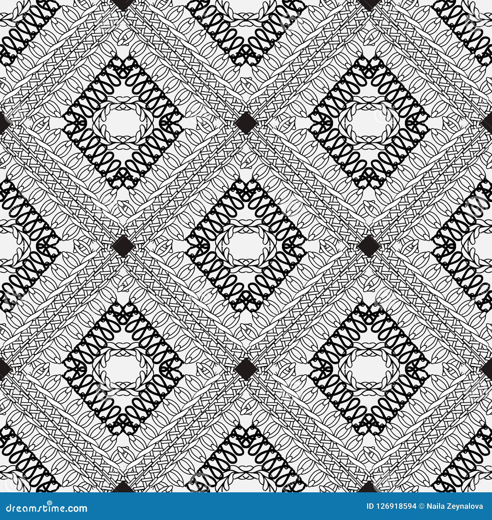 Stitching Black and White Ornamental Vector Seamless Pattern. Kn Stock ...