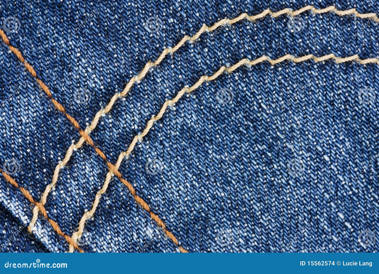 Stitching Detail On Blue Denim Jeans Stock Images - Image: 15562574