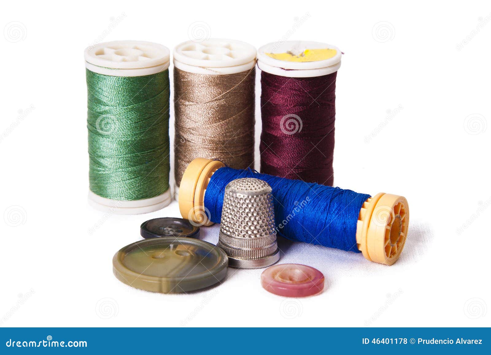 Stitching yarns stock photo. Image of thimble, button 46401178