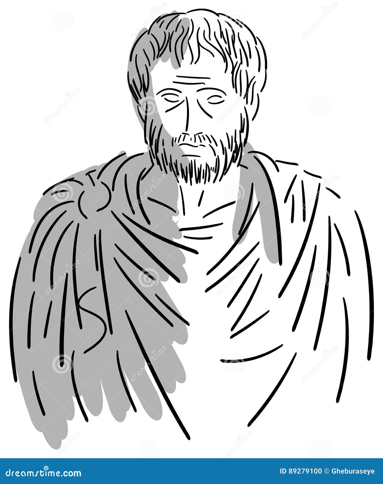 Stlized Portrait of Aristotle Isolated Stock Illustration