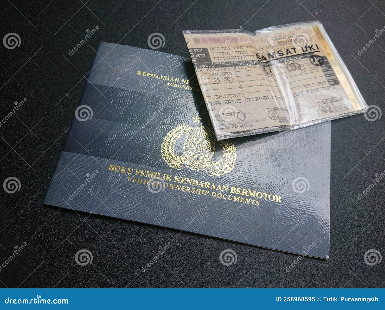 Top View, Stnk or Vehicle Registration Certificate and Bpkb Motor Vehicle Owner Proof Book