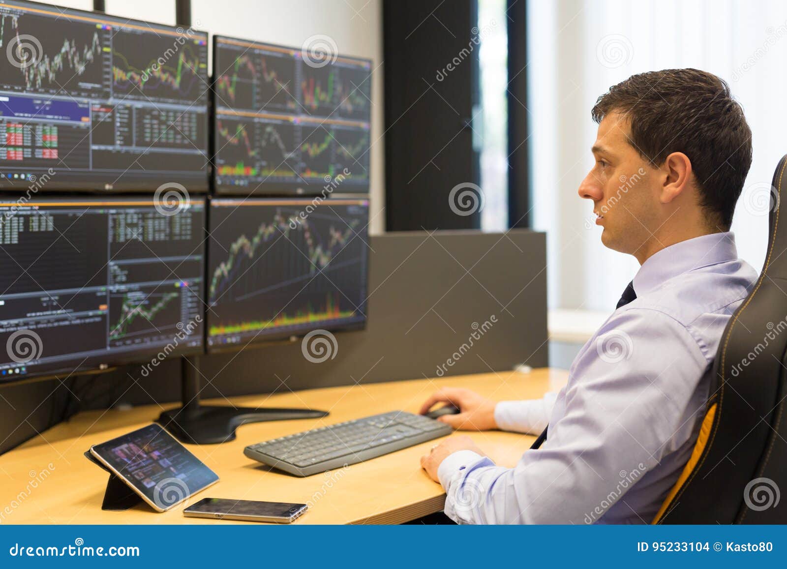 Stock Broker Trading Online. Stock Photo - Image of ...