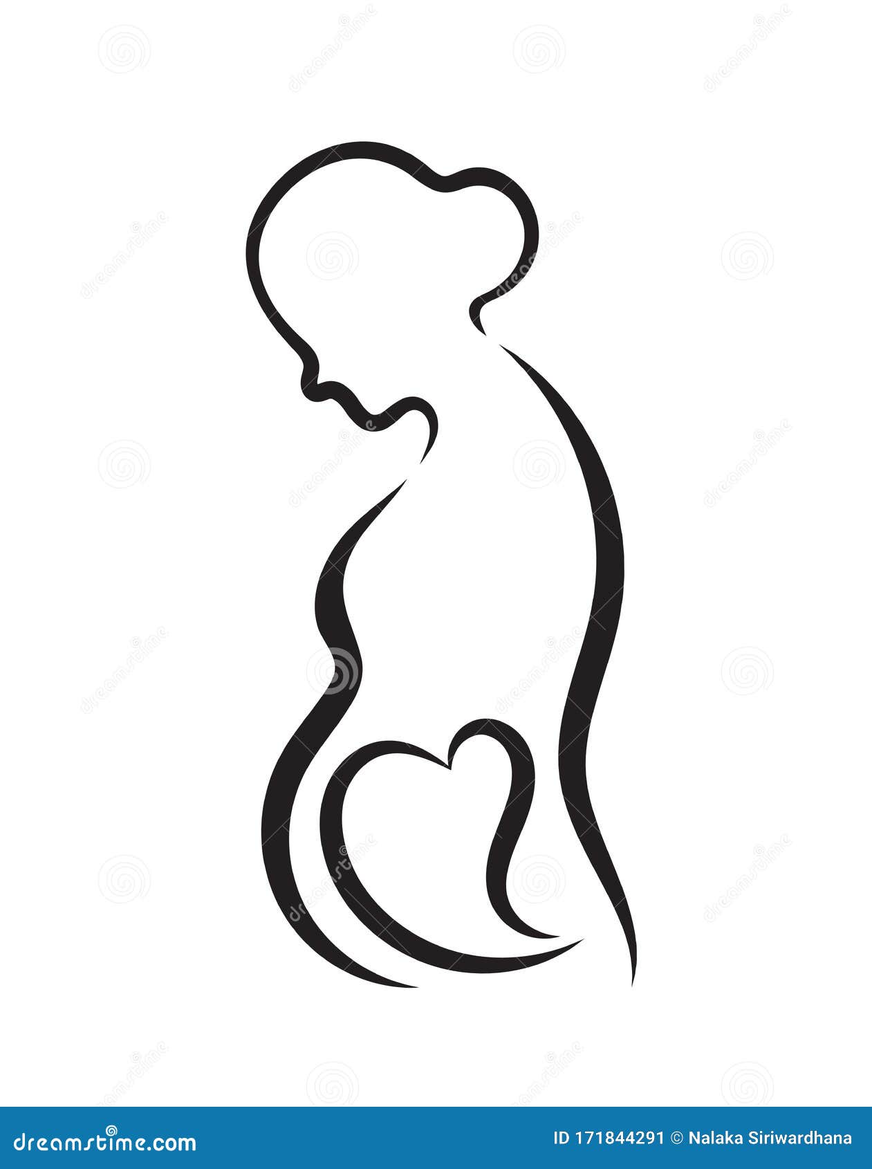 Pregnant Woman Line Drawing. Stock Vector - Illustration of line, girl