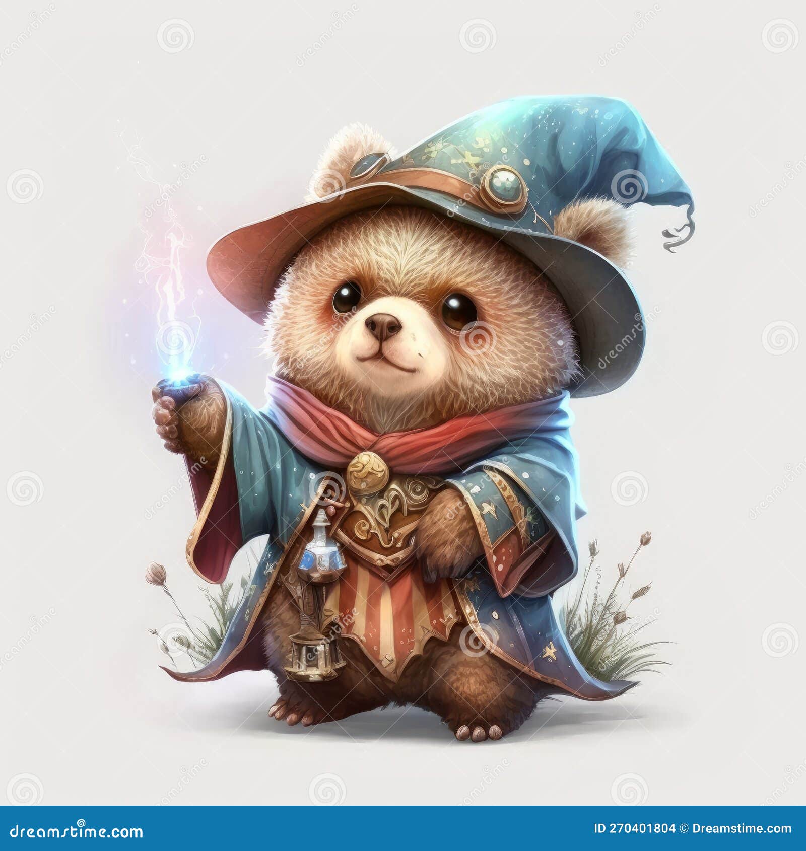 Cute Bear Wizard Character on White Background, Generative Ai Stock ...