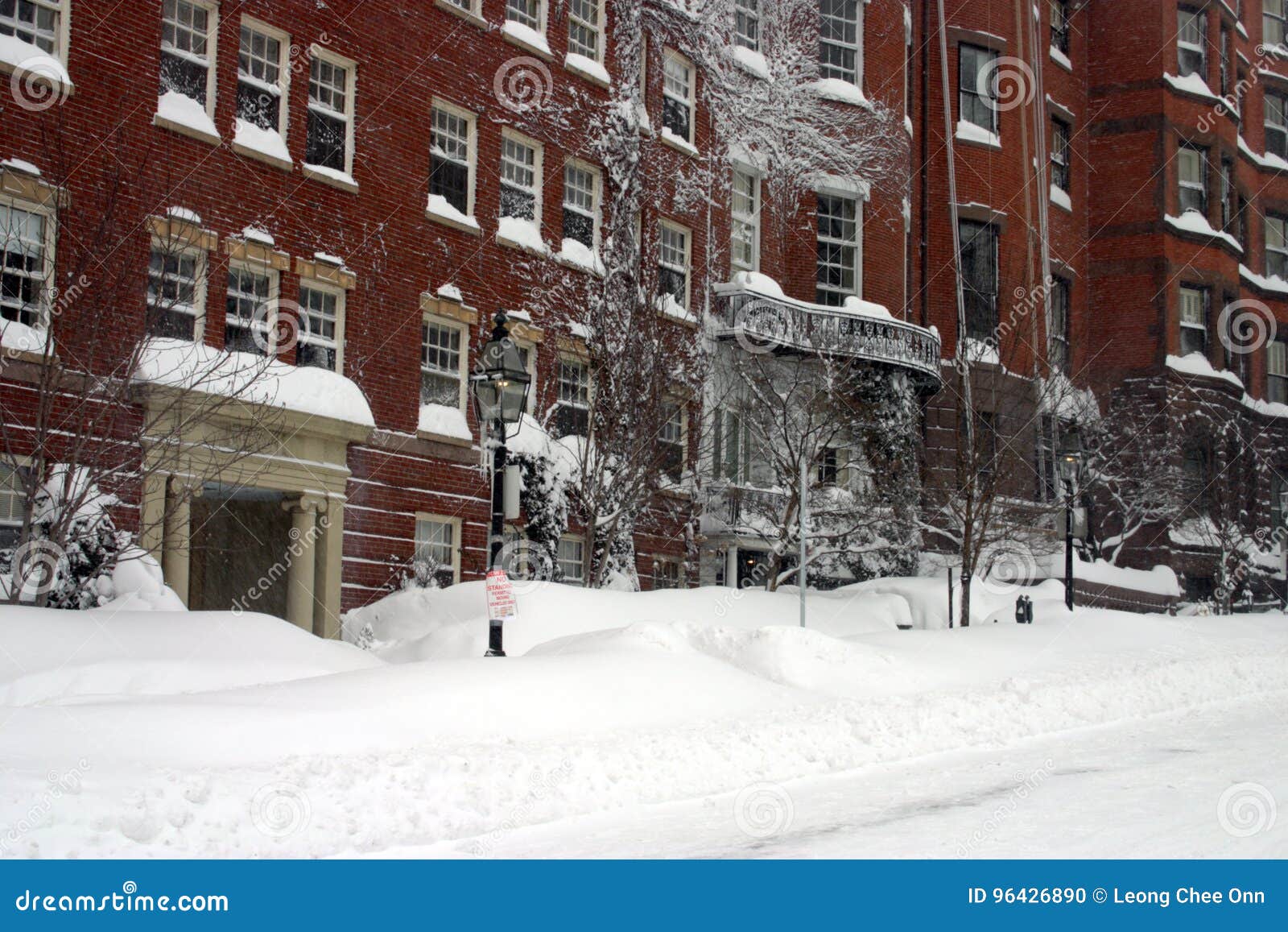 Stock Image of a Snowing Winter at Boston, Massachusetts, USA Stock