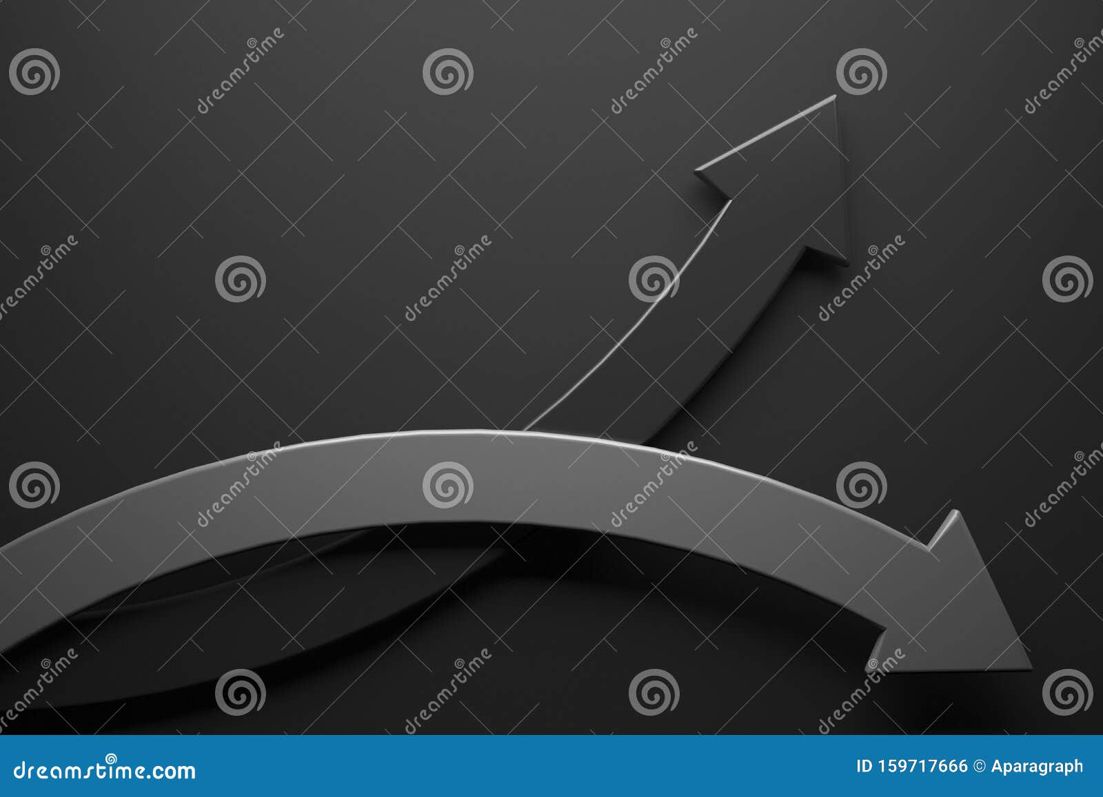 Stock Market Arrow Up or Down on Dark Background Stock Illustration