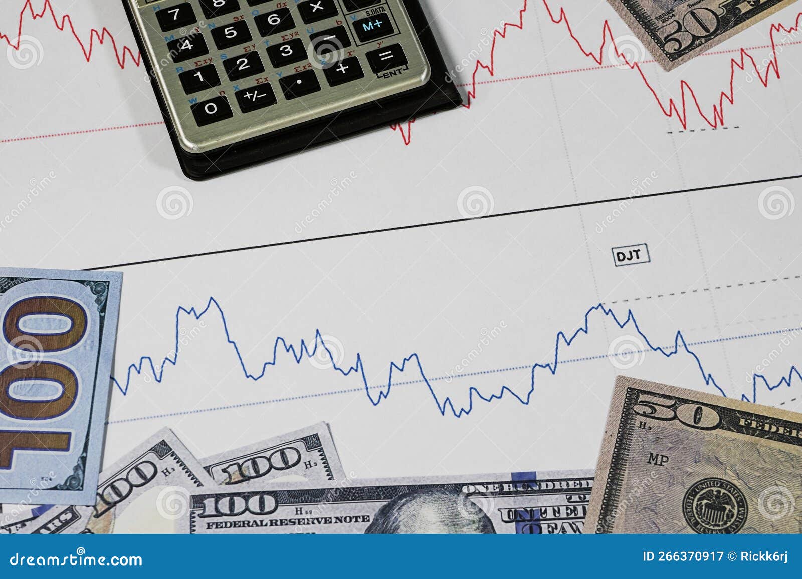 Stock Market Chart with US Currency and Calculator Stock Image Image