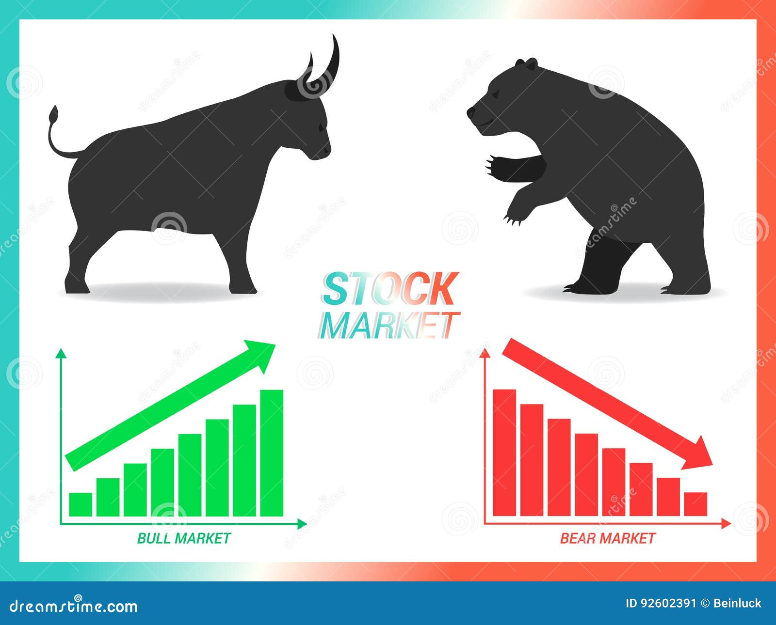 Stock Market Concept Bull Vs Bear are Facing and Fighting on White  Background with Downtrend and Uptrend Graph Stock Vector - Illustration of  background, downtrend: 92602391