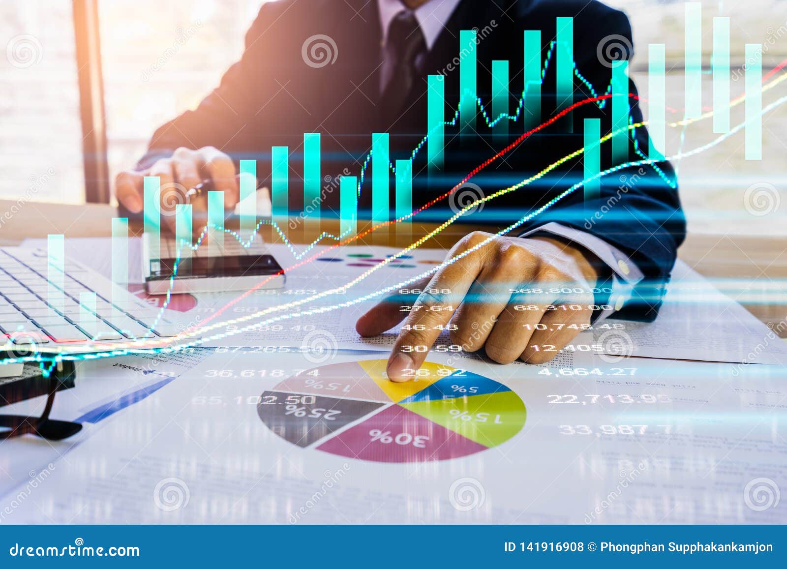 stock market or forex trading graph and candlestick chart suitable for financial investment concept. economy trends background for