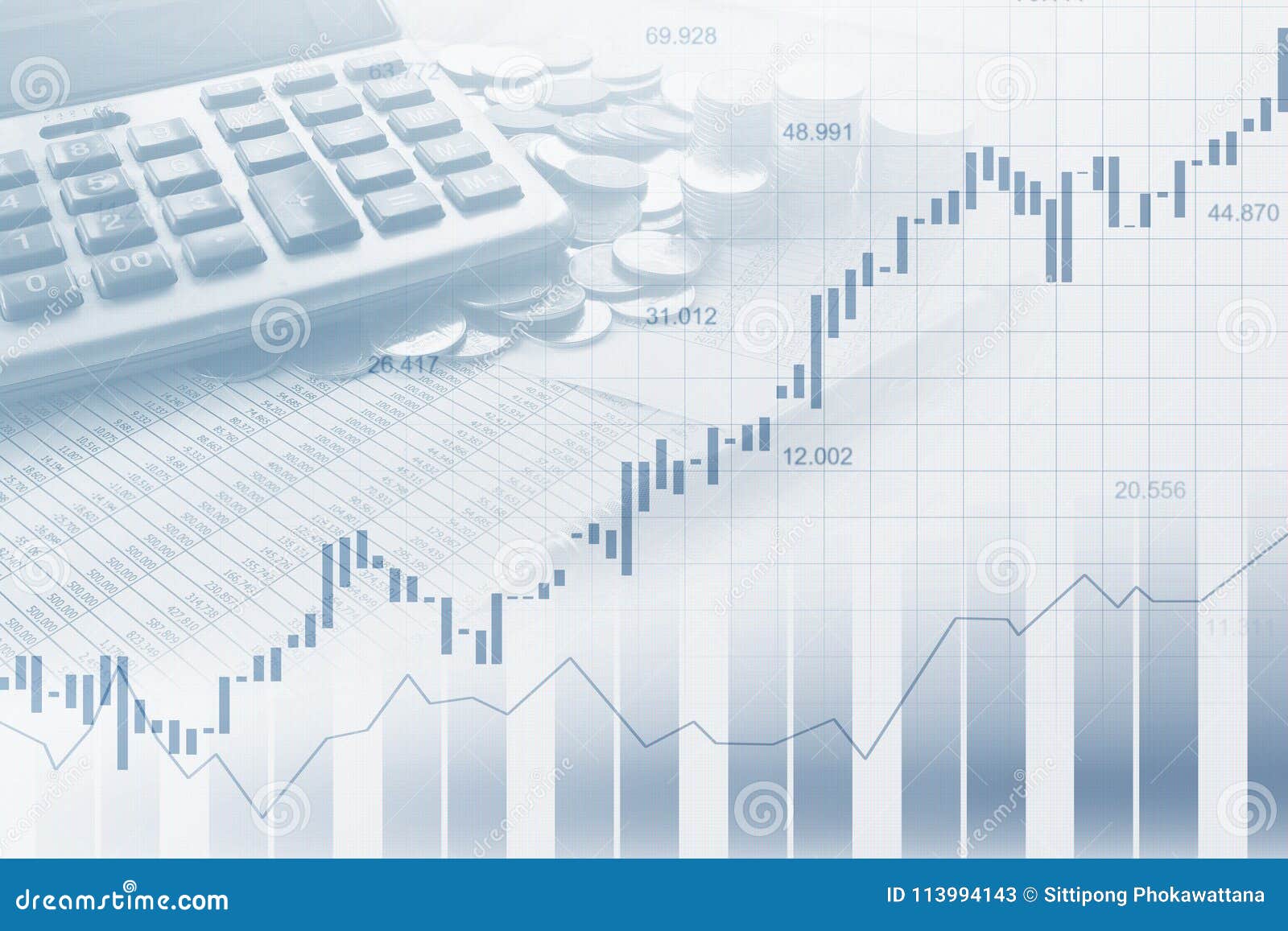 Stock Market Or Forex Trading Graph In Graphic Double Exposure Stock - 