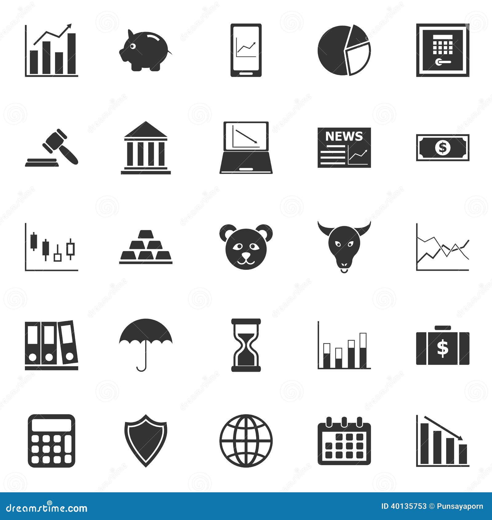 Stock Market Icons on White Background Stock Vector Illustration of