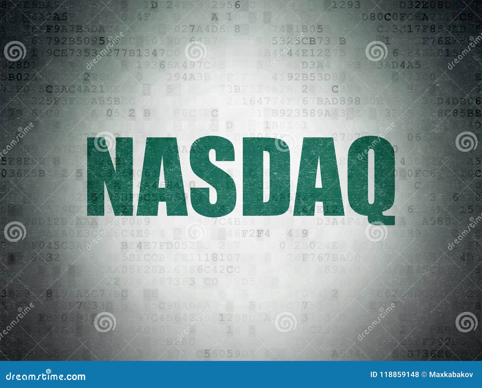 stock market indexes concept: nasdaq on digital data paper background