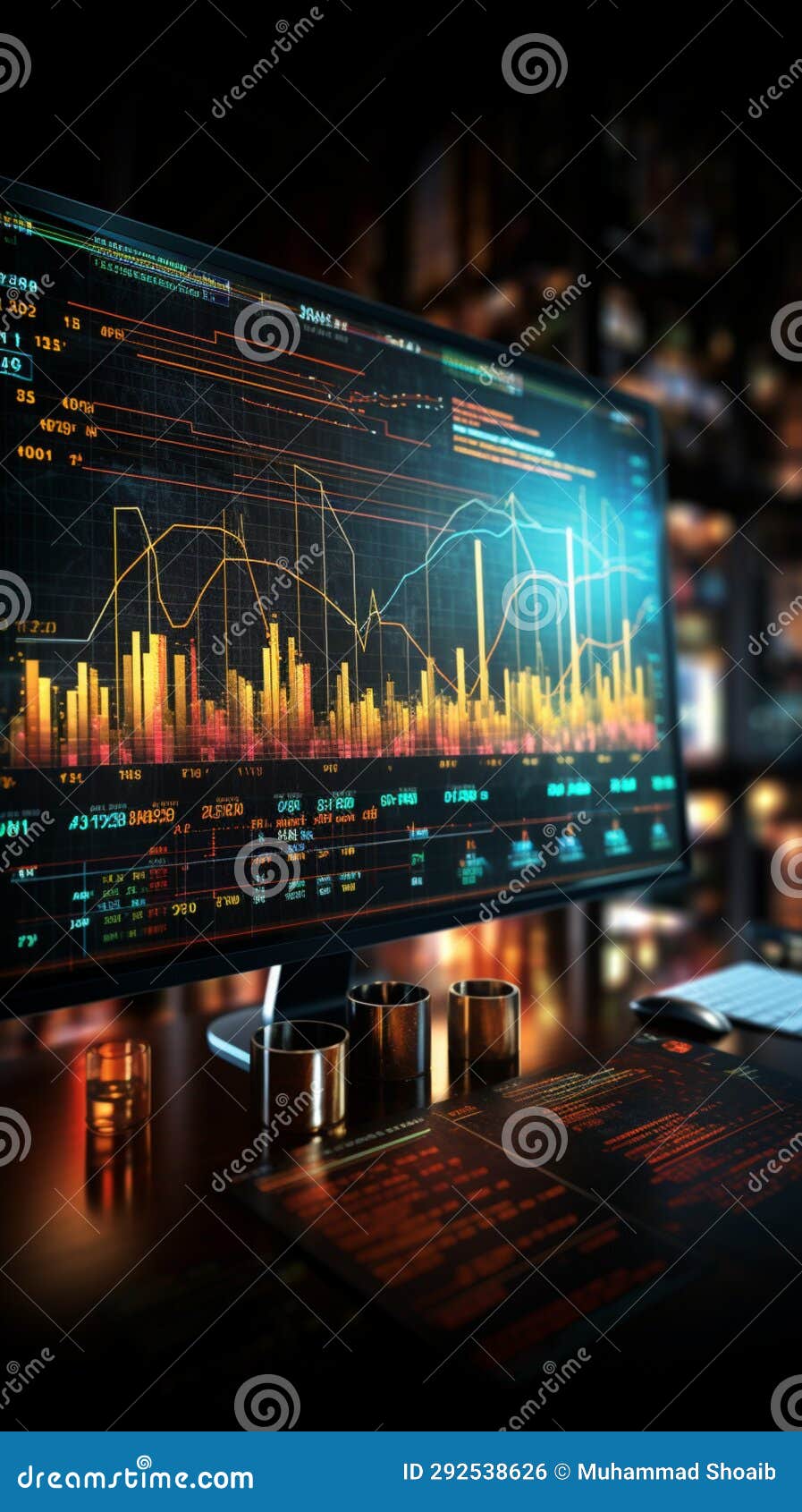 stock market investment and trading portrayed through a graphical chart display