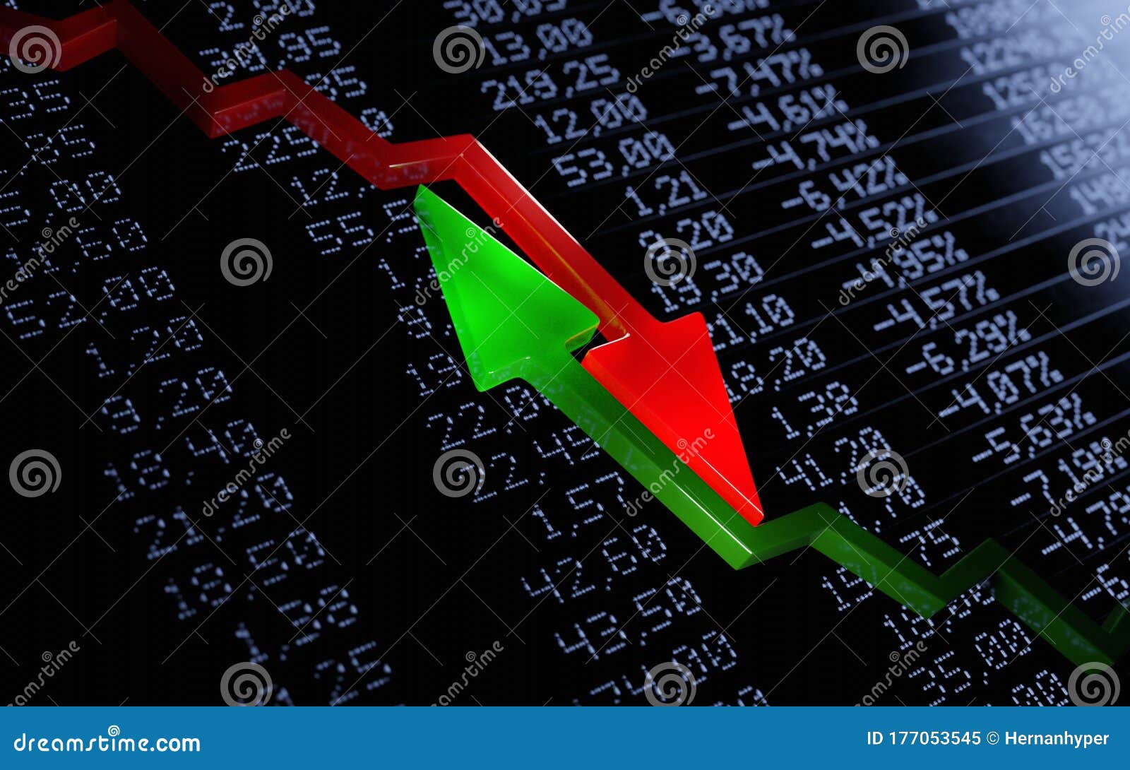 Stock Market On Uncertain Trend. Bull Vs Bear Concept. Opposing Red And
