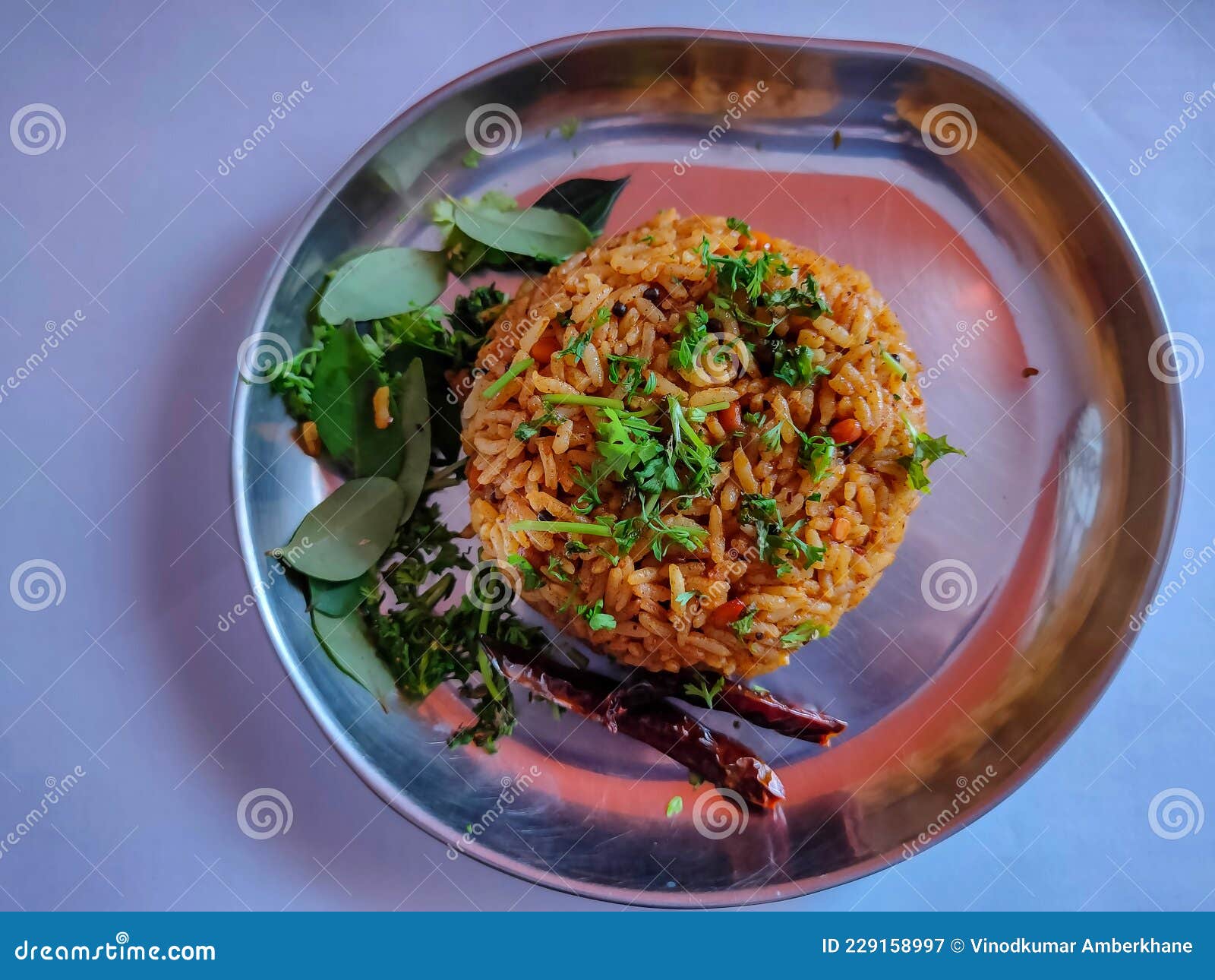 Stock Photo of Delicious Popular South Indian Rice Dish Puliyogare, Its