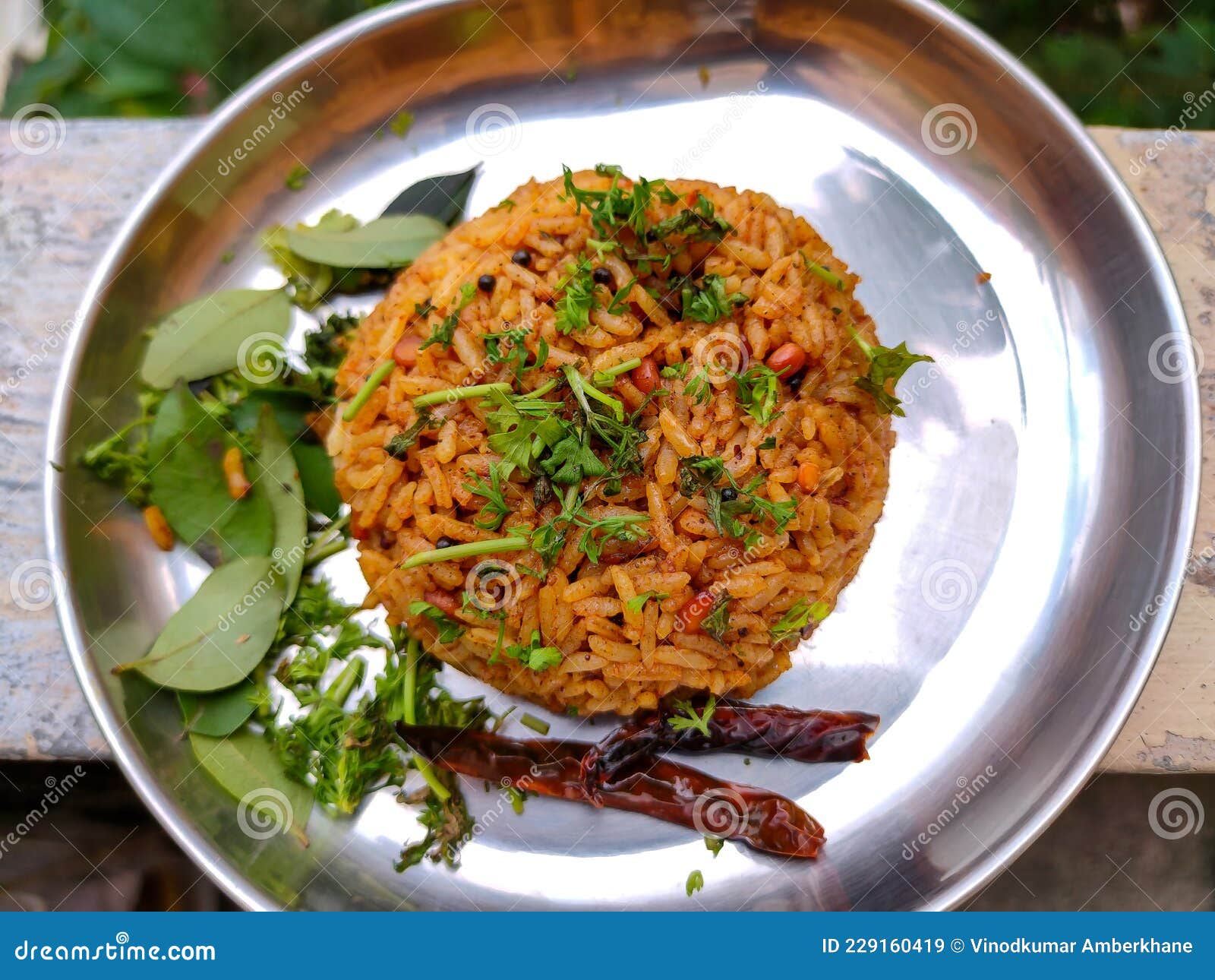 Stock Photo of Delicious Popular South Indian Rice Dish Puliyogare, Its