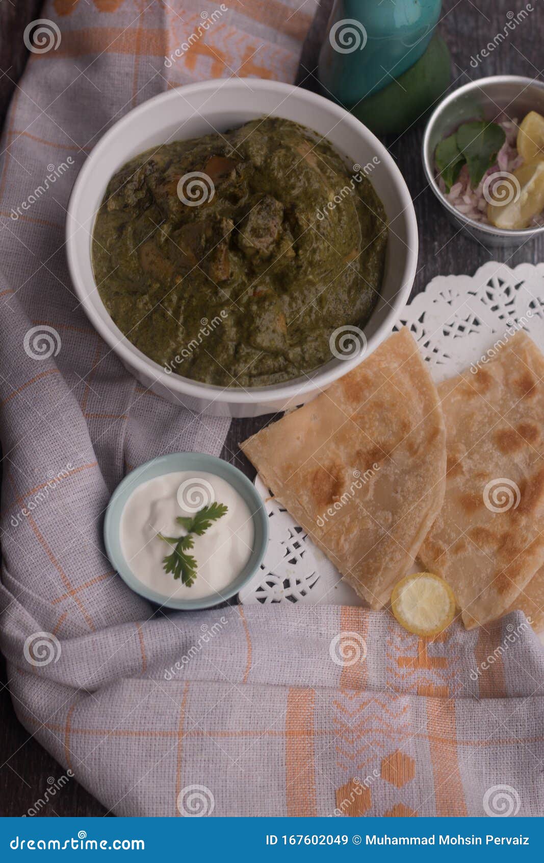 Stock Photo of Indian Dishes Spinach and Chicken Stock Image - Image of