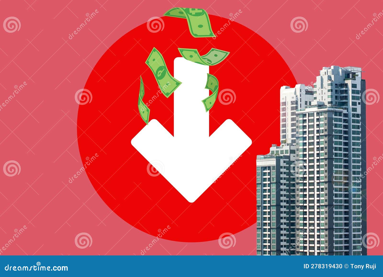 Real Estate Prices are Falling Stock Illustration Illustration of
