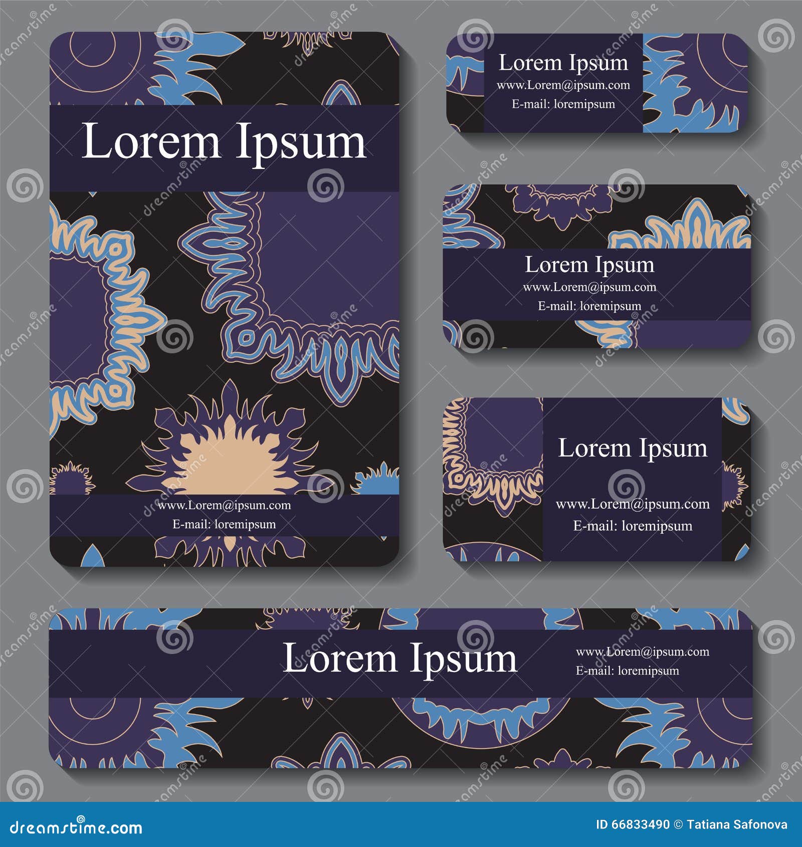 Stock Set Of Business Card Decorative Ornament Doodle D Stock