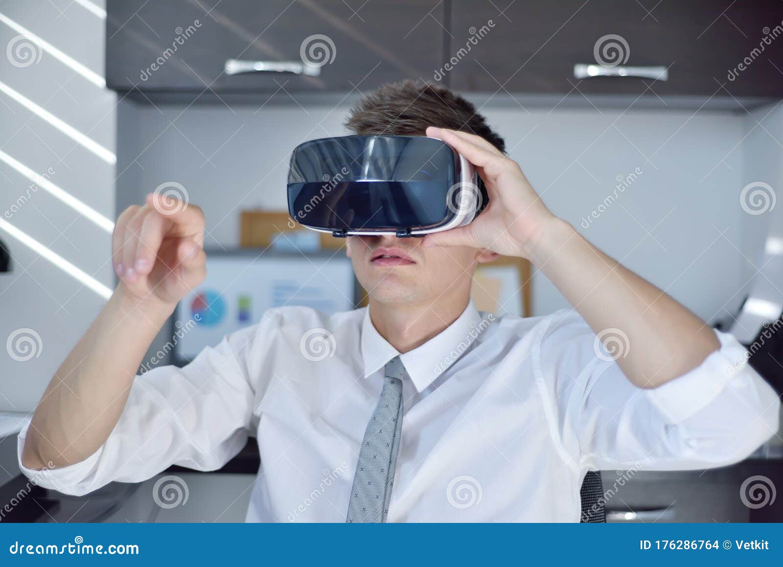 Stock Trader Using Virtual Reality Headset Stock Photo Image of