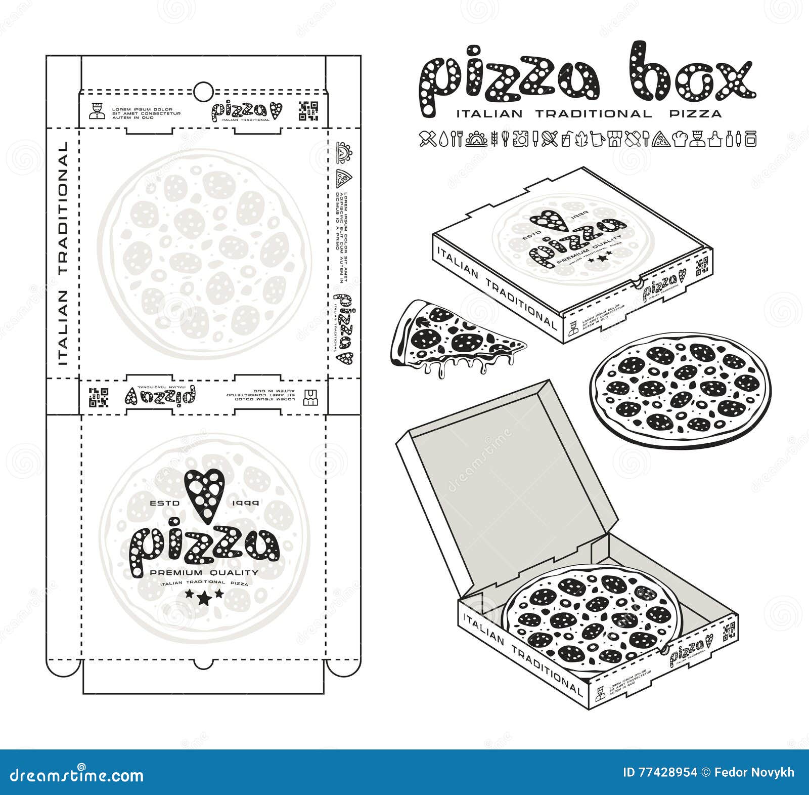Stock Vector Design of Boxes for Pizza Stock Vector Illustration of carton, cover 77428954