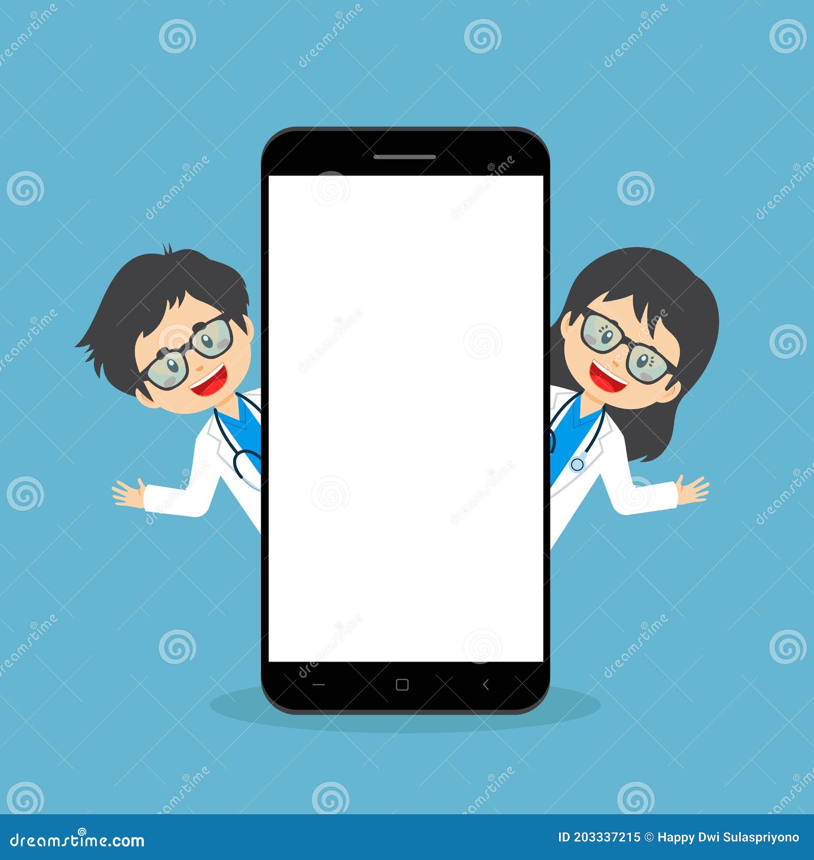 Stock Vector Doctor With Blank Handphone Stock Vector Illustration Of Handphone Cartoon