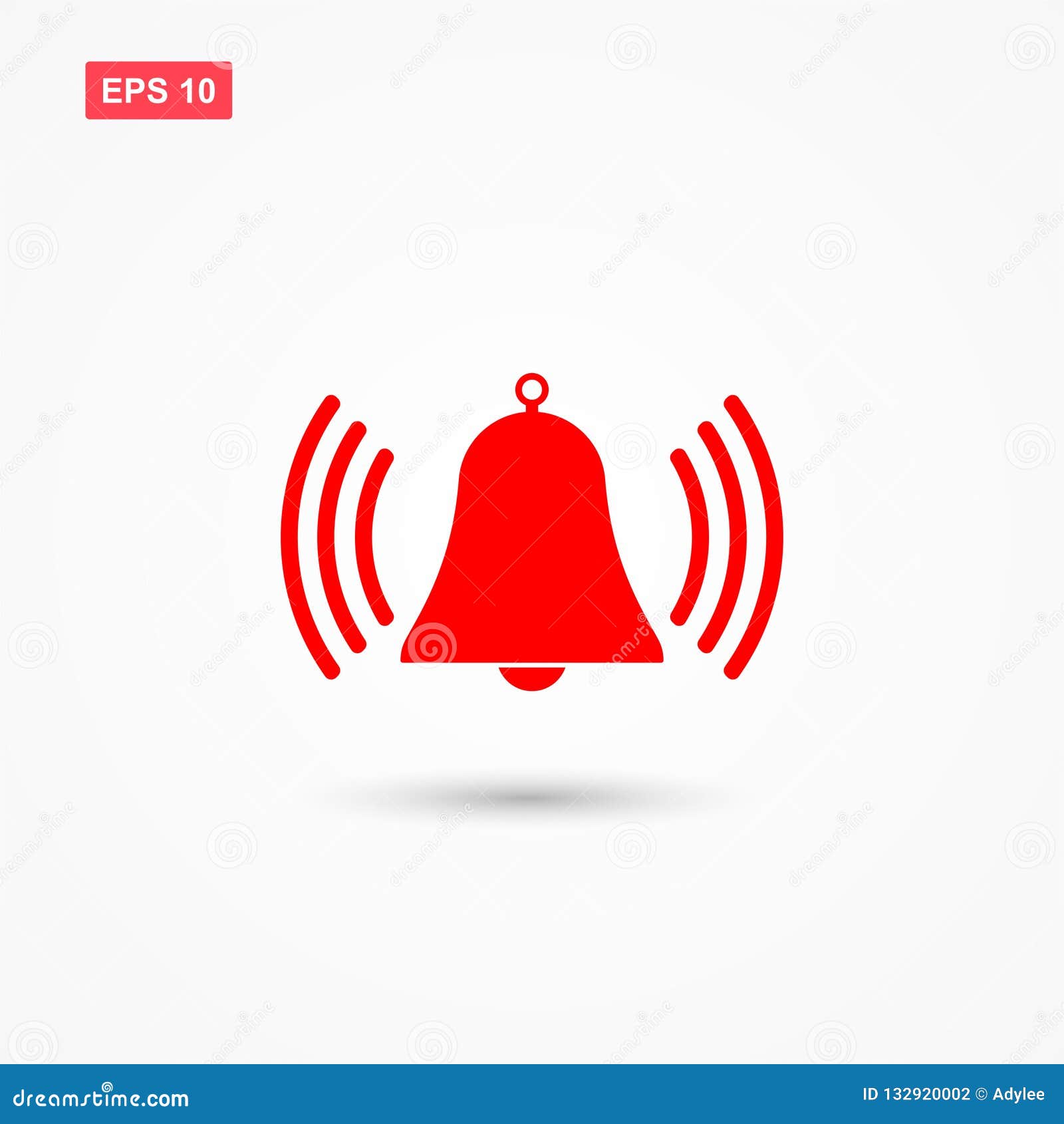 Ring Bell Alarm Red Icon Vector Stock 