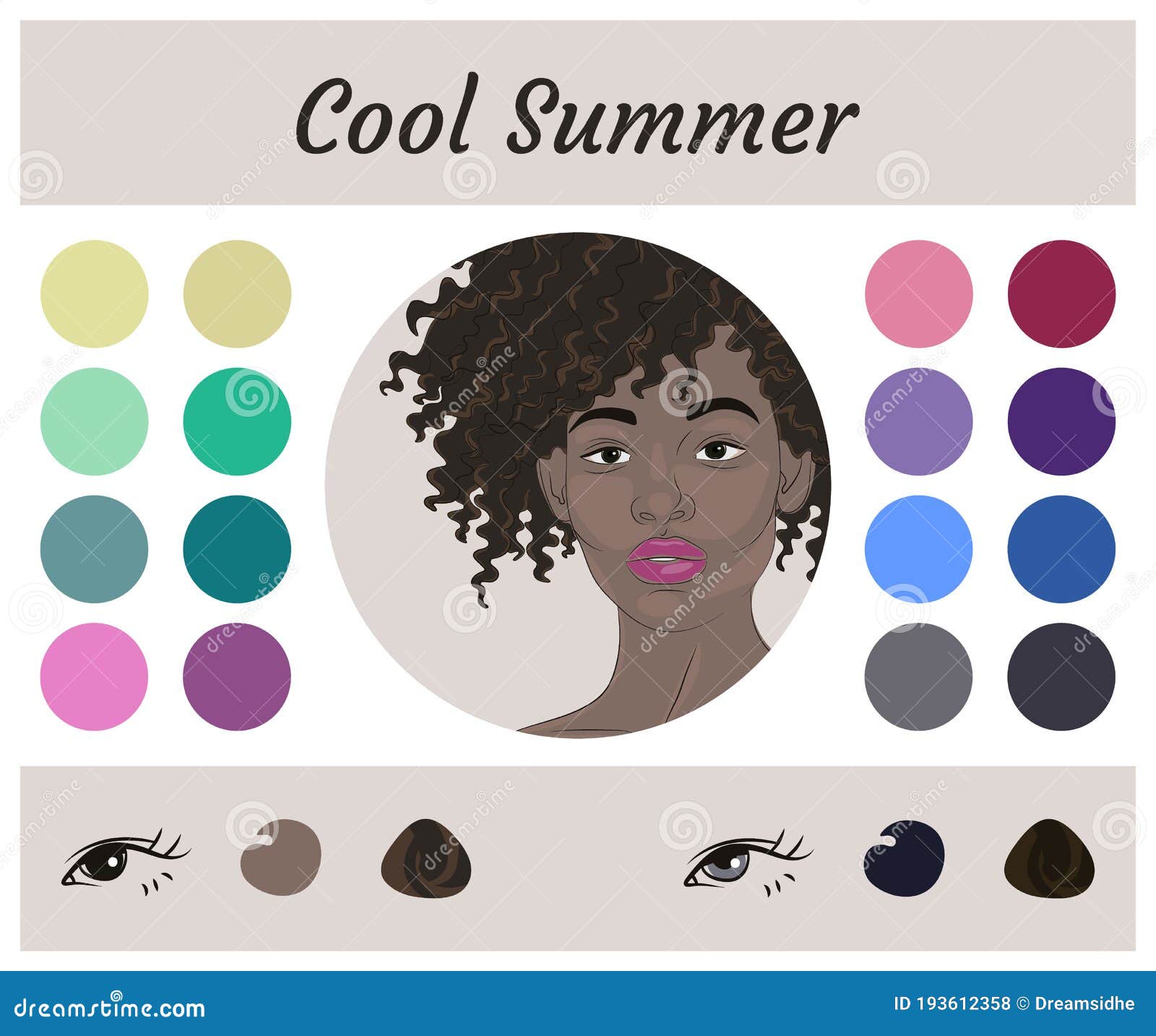 Stock Vector Seasonal Color Analysis Palette for Cool Summer. Best ...