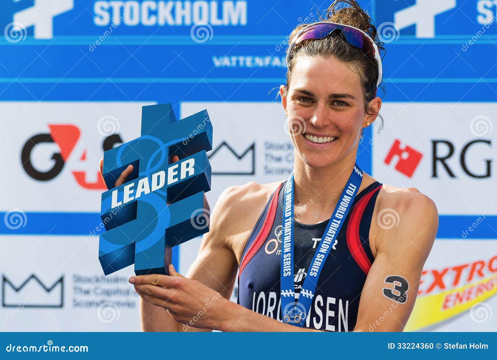 stockholm aug overall leader gwen jorgensen wo womens itu world triathlon series event sweden 33224360