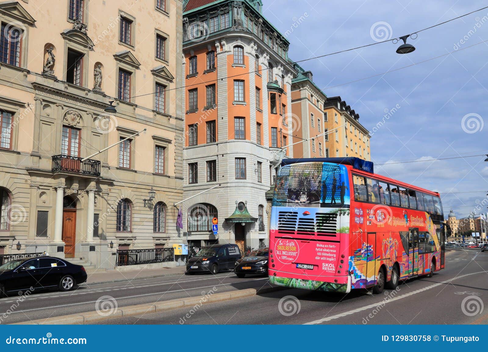 Stockholm bus tour editorial stock photo. Image of city - 129830758