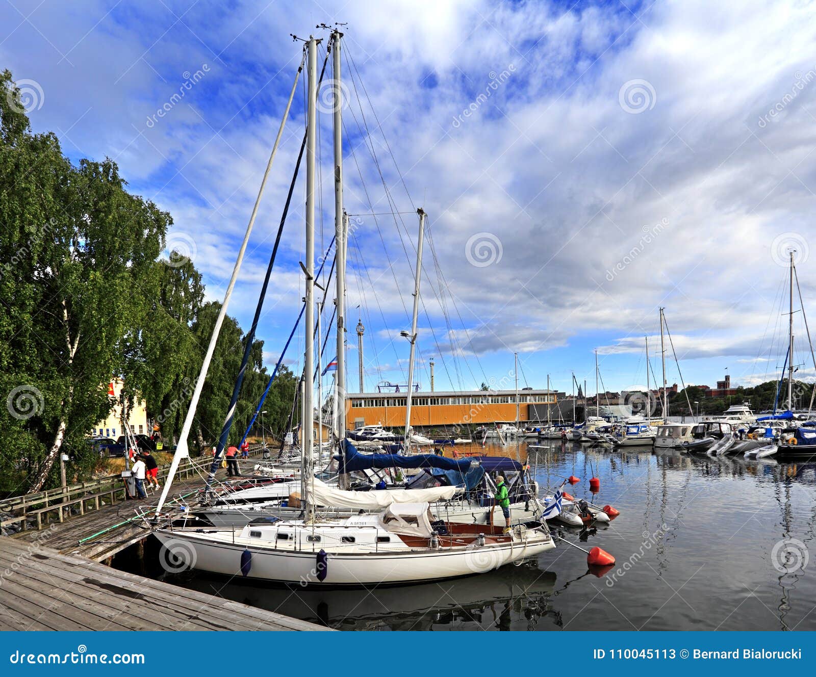 stockholm, sweden - boats docking by the djurgarden island