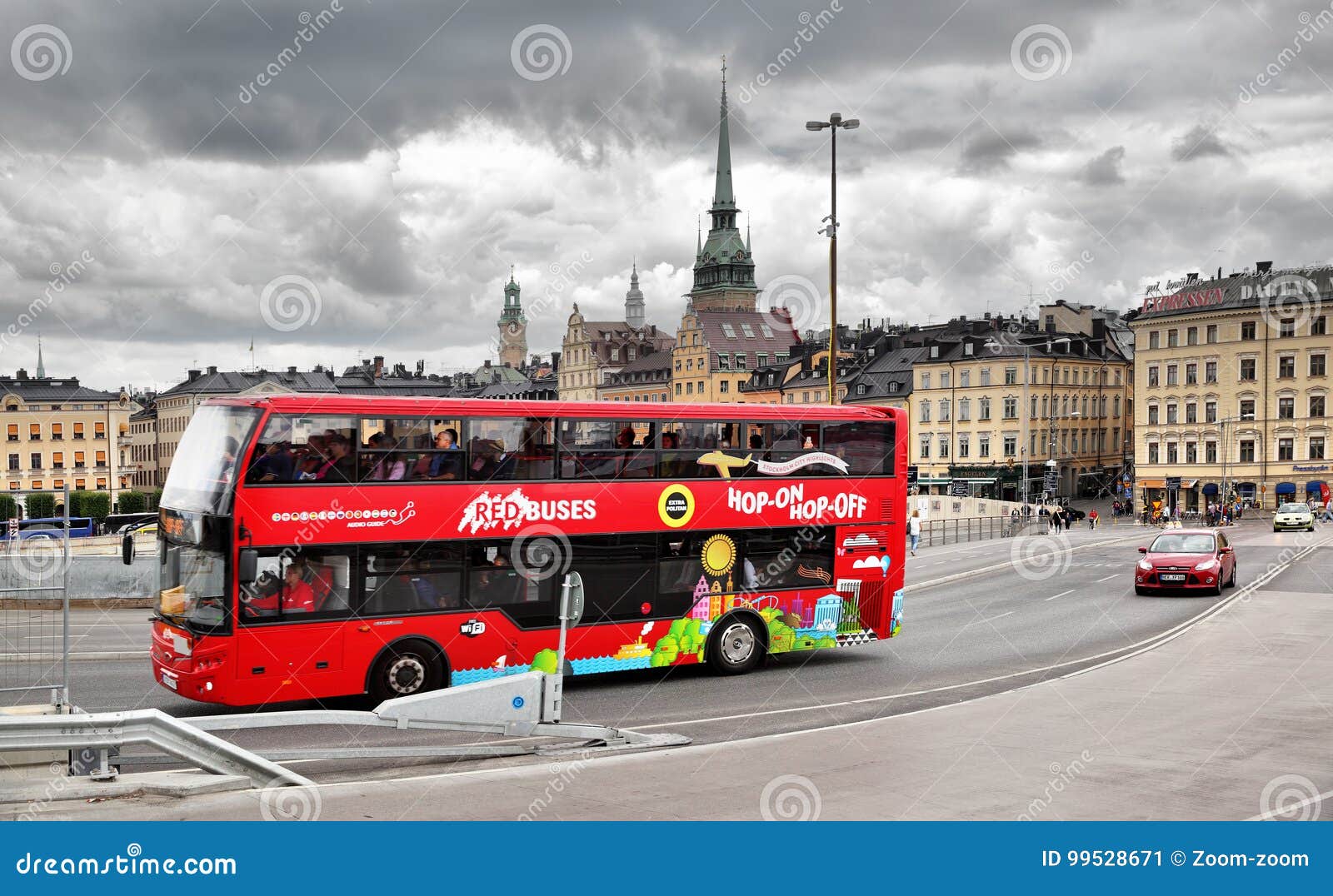 Touristic bus in Stockholm editorial photo. Image of road - 99528671