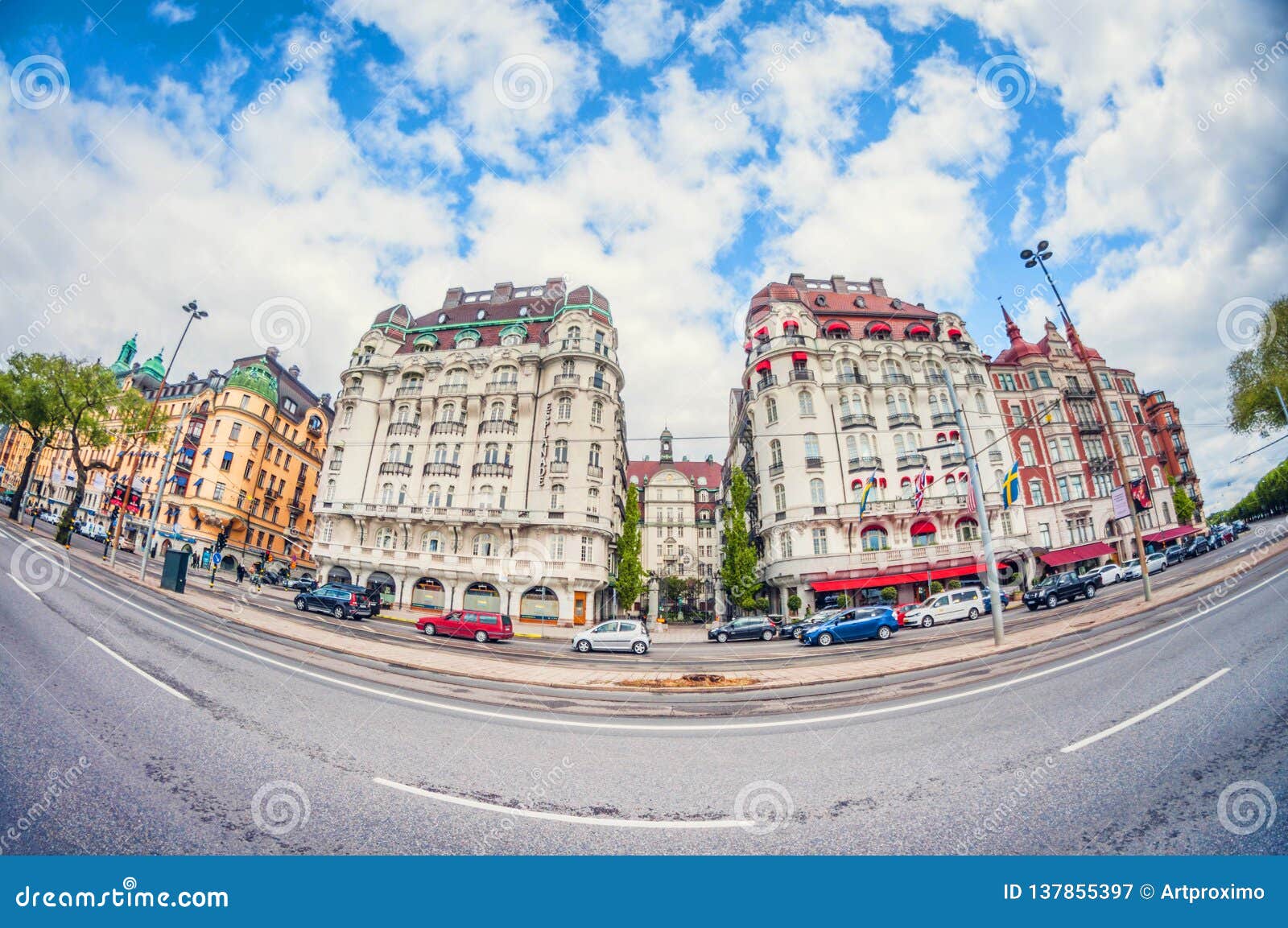 Download Stockholm, Sweden - 16 May, 2016: Stockholm. Strandwegen. Distortion Perspective Fisheye Lens ...