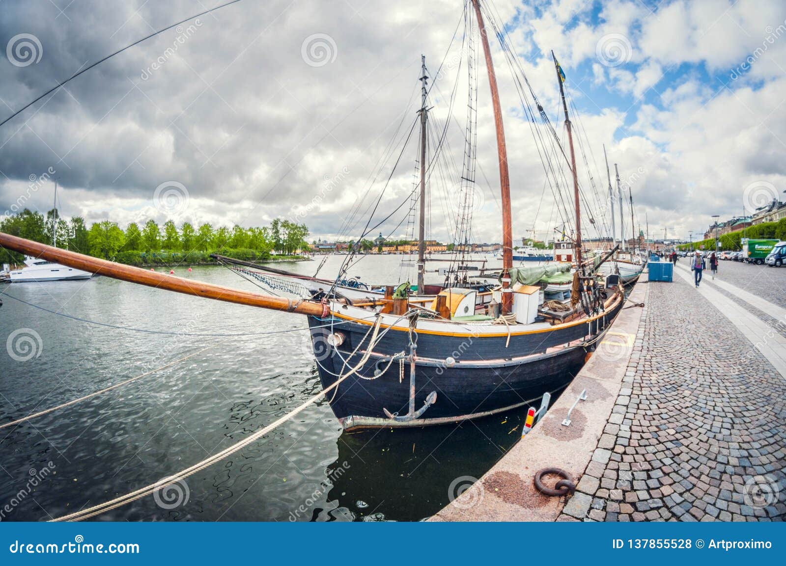 Download Stockholm, Sweden - 16 May, 2016: Stockholm. Strandwegen. Distortion Perspective Fisheye Lens ...