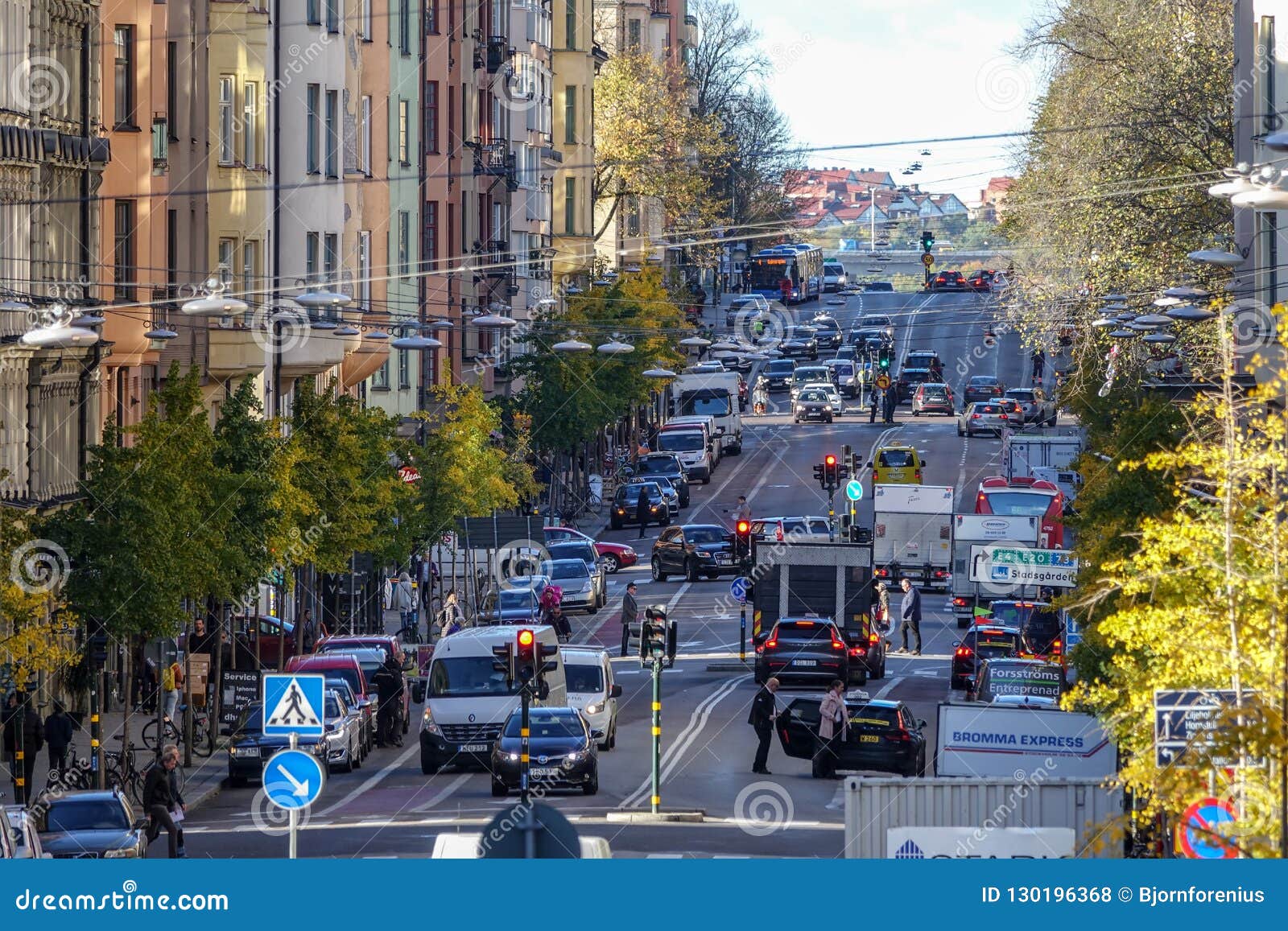 Much Traffic on Hornsgatan on the Island SÃ¶dermalm, Stockholm. Editorial  Stock Photo - Image of pollution, transportation: 130196368