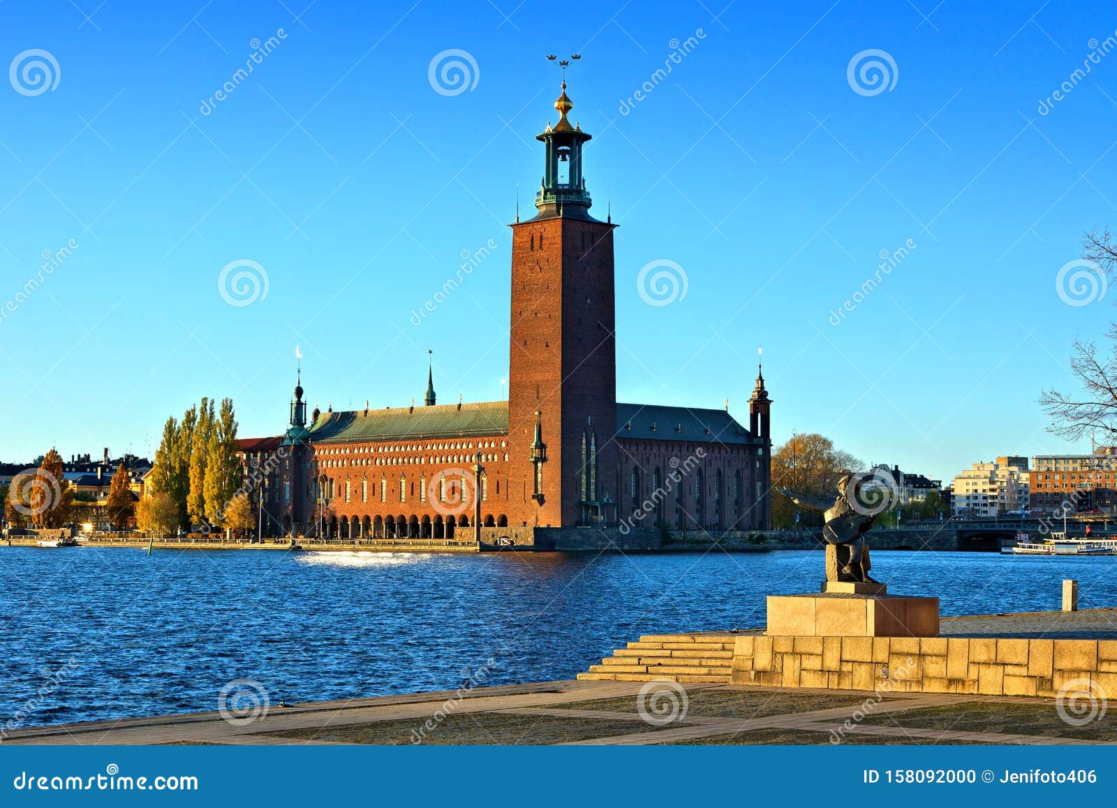 Stockholm Sweden View Of City Hall Near Sunset Stock
