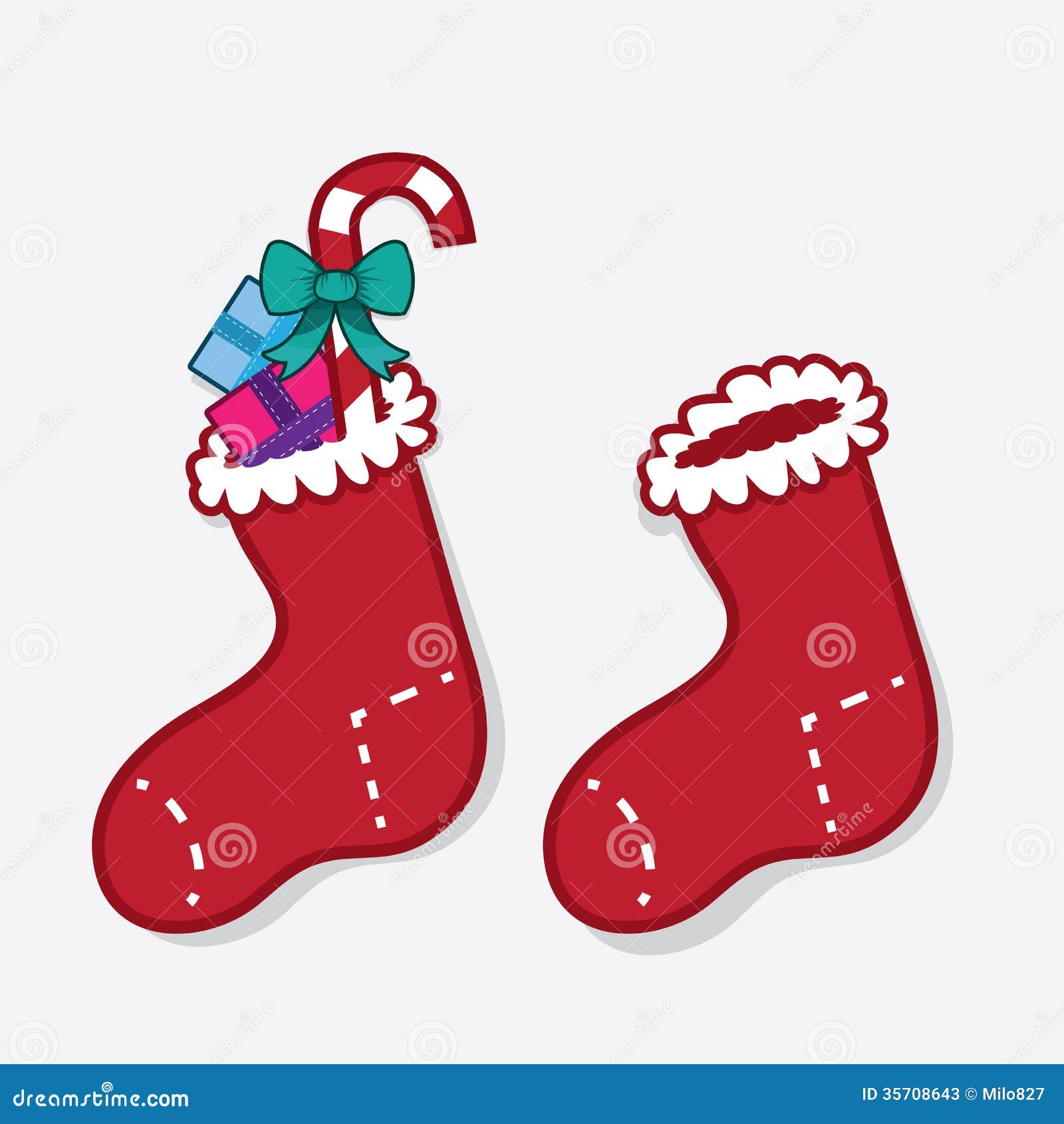 Stocking Filled and Empty stock vector. Illustration of presents - 35708643