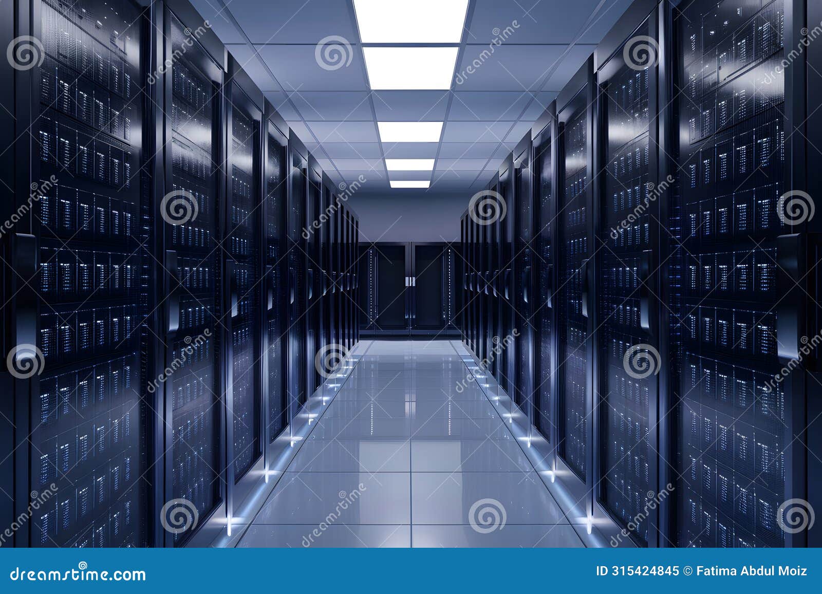 stockphoto modern data center with high powered servers, big data concept