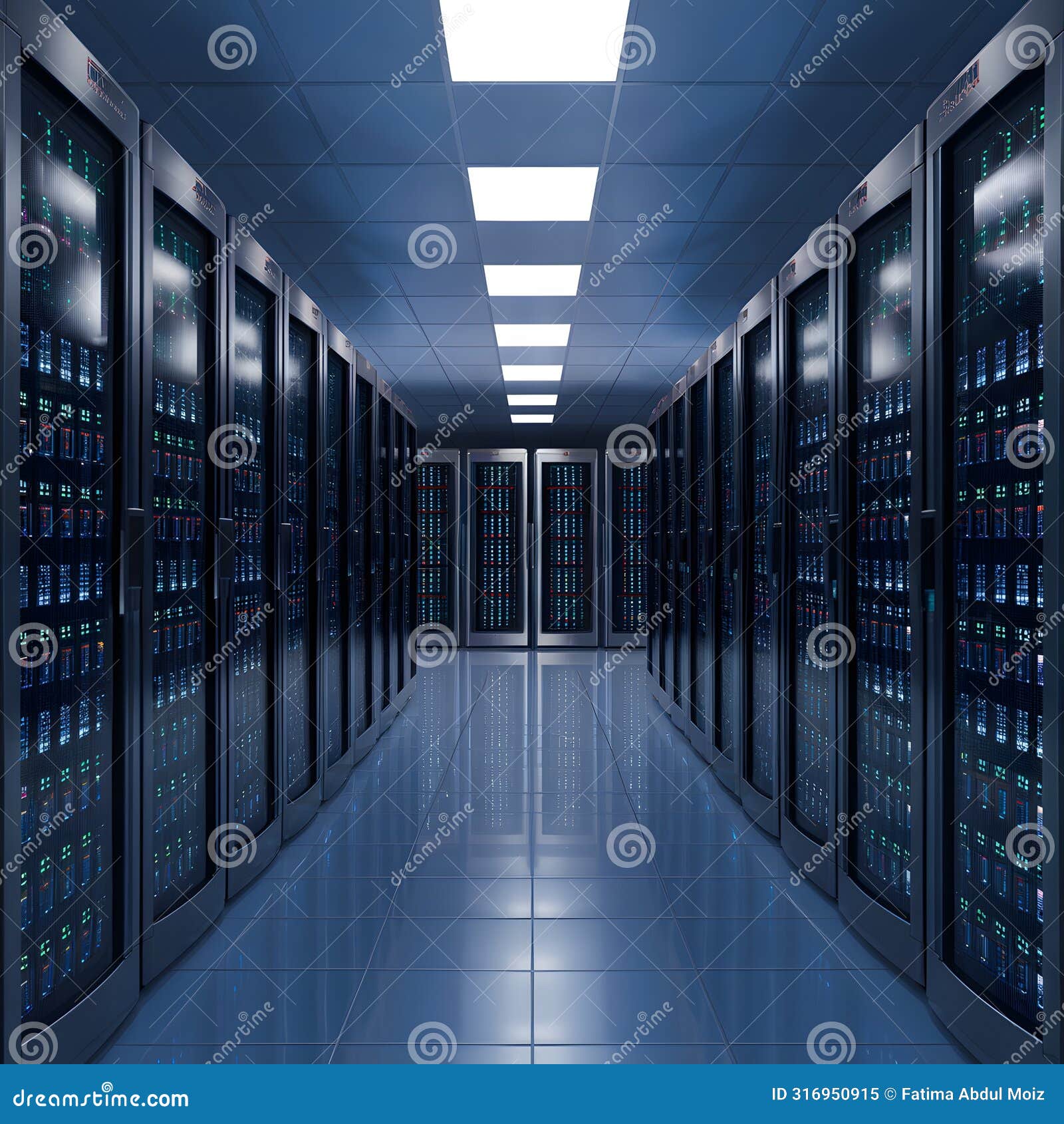 stockphoto modern data center with high powered servers, big data concept