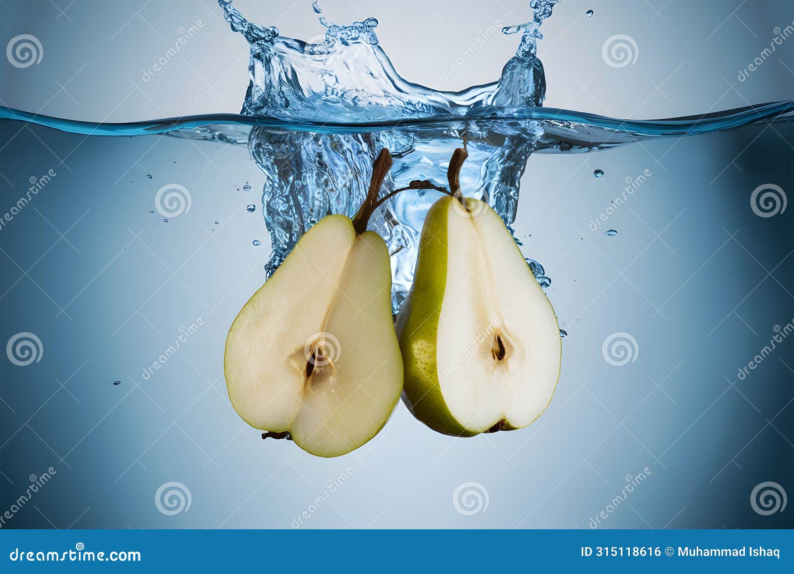 stockphoto water splash featuring sliced pears in an  setting