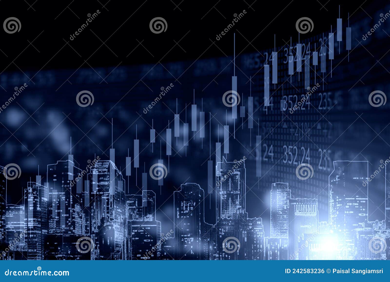 Stocks and Growth, Statistical Chart Showing Fluctuations in Financial