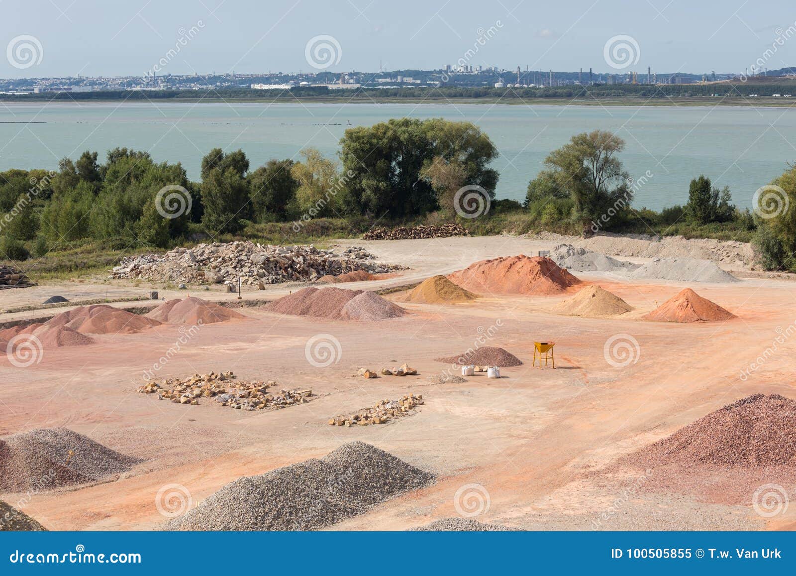 stockyard of sands, pebbles and aggregates near le havre, france